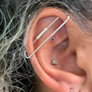 Silver Industrial Ear Bar, Industrial Piercing, Industrial Barbell, Industrial Jewelry, Cartilage Earring, Cartilage Earring, Argentium