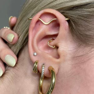 V Smooth Industrial Ear Bar, Industrial Piercing, Industrial Barbell, Industrial Jewelry, Cartilage Earring, Ear Bar, Double Ear Piercing