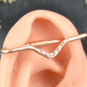V Textured Rose Gold Fill Industrial Ear Bar, Industrial Piercing, Industrial Barbell, Industrial Jewelry, Cartilage Hoop Earring
