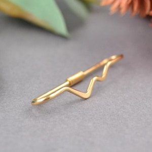 Mountain Smooth Yellow Gold Fill Industrial Ear Bar, Industrial Piercing, Industrial Barbell, Industrial Jewelry, Cartilage Hoop Earring