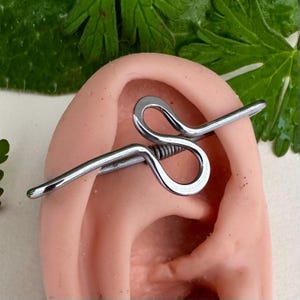 Smooth Abstract Industrial Ear Bar, Seamless Industrial Piercing, Industrial Barbell, Industrial Jewelry,  Cartilage Hoop, Double Ear Bar