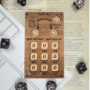 D&D Sorcerer Spell Slot Tracker with Dice Slots - Customizable!
