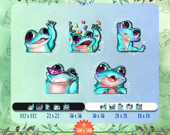 5 blue pink frog emotes/bagdes bundle pack - Twitch, Discord, Youtube, Kick | Cute cartoon animals | Froggies, toad | Emote bundle | Pack #1