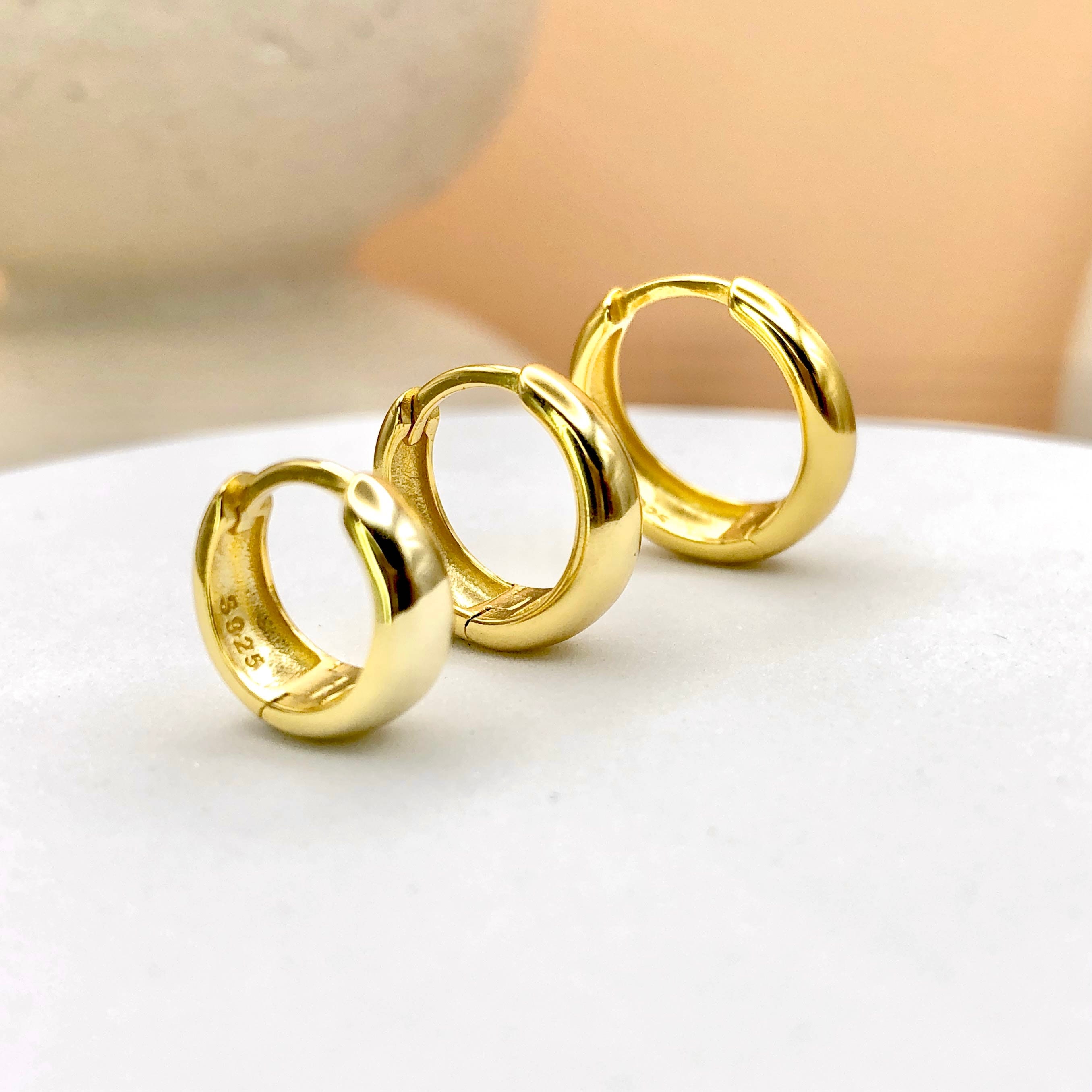 Clasp Earrings For Women 14k Gold Plated 925 Sterling Silver Small
