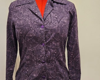 Handmade deep purple collared shirt size 12 AUS