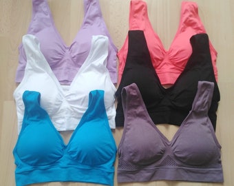 3er Set Damen BH ohne Bügel mittlerer Halt Frauen Sport BH Push Up Größe S-5XL