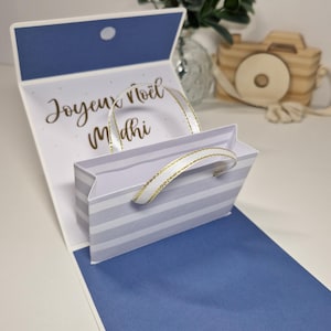 Carte pop-up avec mini sac pour offrir argent, chèque ou carte cadeau, 3d, personnalisé, fait main image 5