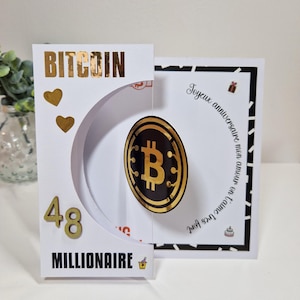 Carte d'anniversaire avec pièce Bitcoin, carte de vœux Bitcoin tournant, personnalisé, fait main
