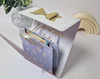 Tarjeta desplegable con mini bolsa para dar dinero, cheques o tarjetas de regalo, tarjetas de cumpleaños, tarjetas de Navidad para dinero, personalizadas, hechas a mano.