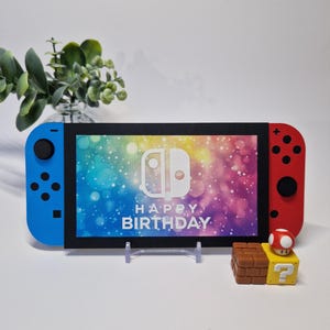 Nintendo Switch shaped birthday card, game console greeting card, gamer card, personalized, handmade