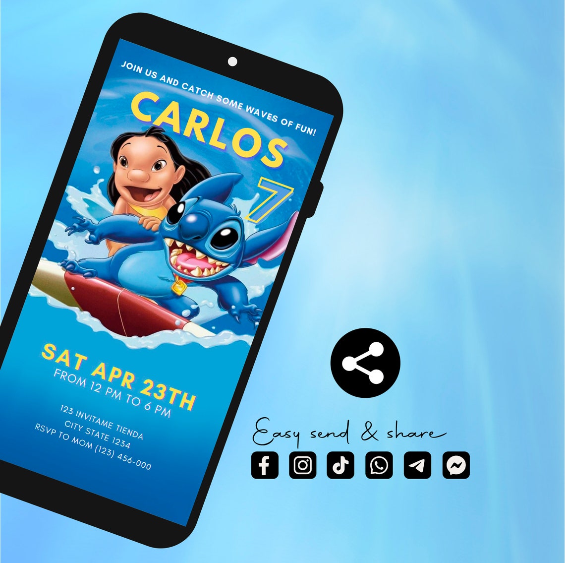 Lilo and Stitch Birthday Invitation / Lilo and Stitch Invitation