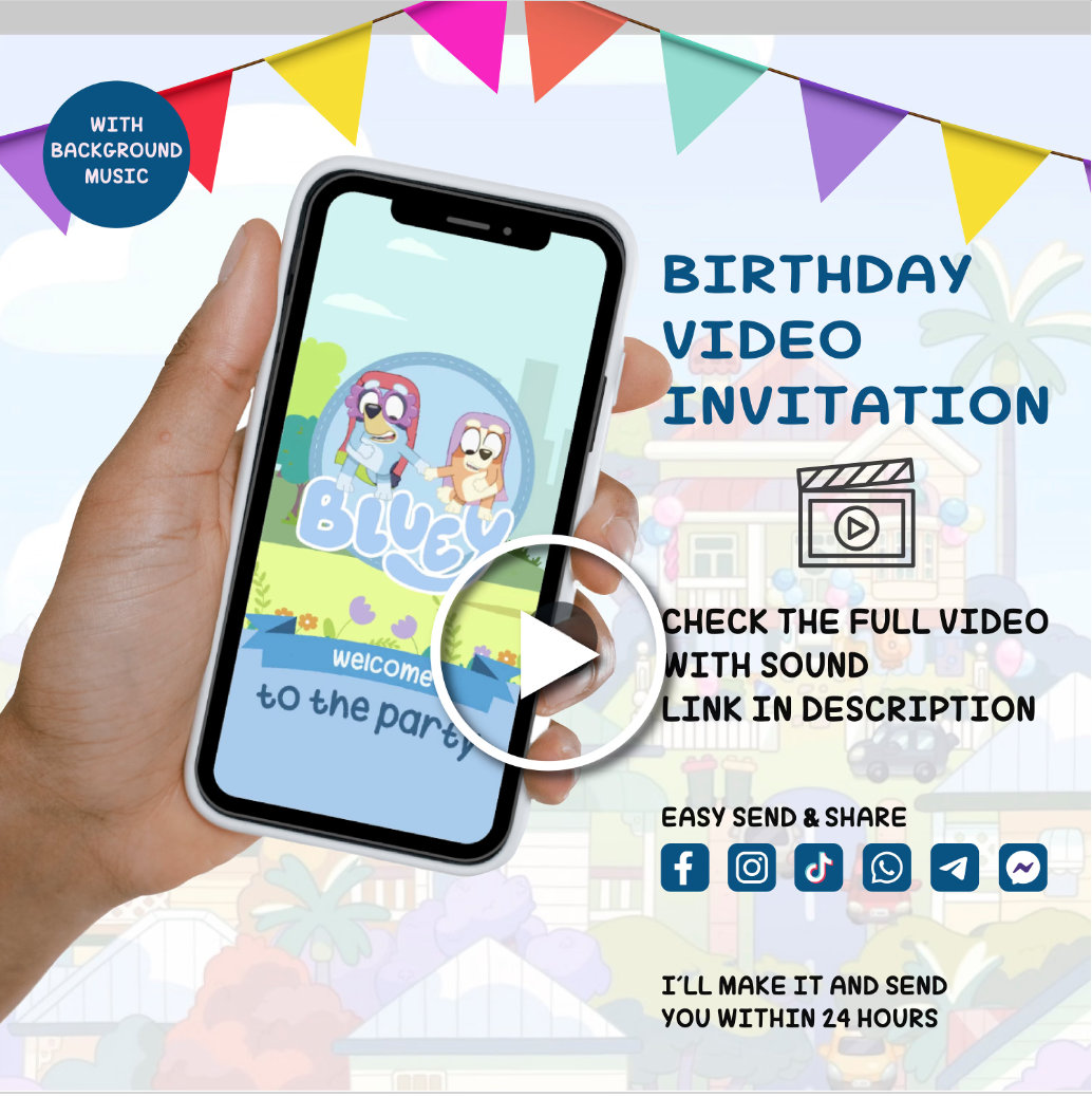 Animated Birthday Invitation Blueys Digital Video Invitation