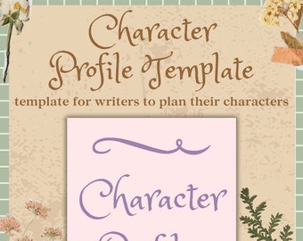 character profile template, character profile for writers, profile template for stories or books, detailed character profile outline