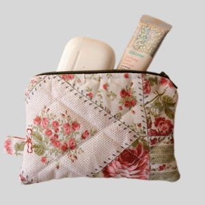 Bolsa acolchoada com zíper - Porta-cartões, carteira, porta-moedas, carteira costurada, carteira de tecido, bolsa com zíper, bolsa de mão, bolsa com zíper, bolsa porta-cartões