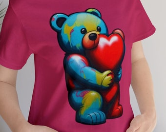 Love bear heart Unisex Jersey Short Sleeve Tee