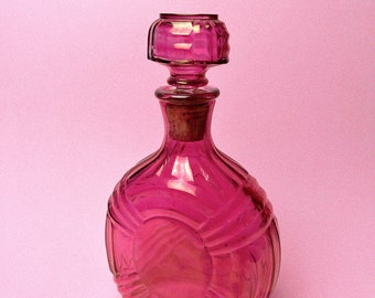 Vintage Pink Rainboware Decanter