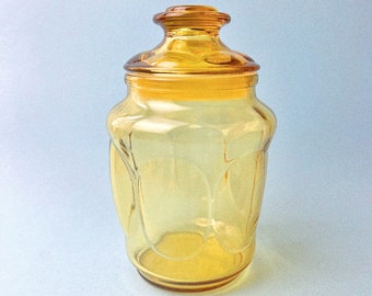 Vintage L.E. Smith Honey Thumbprint Apothecary Jar