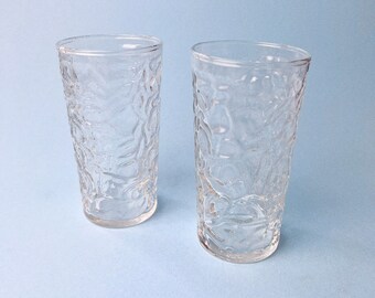 Vintage Anchor Hocking Aztec Crinkle Glass, Set of 2