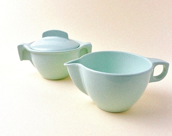 Vintage G.P.L - Melmac Sugar + Creamer Set l  Mint Green