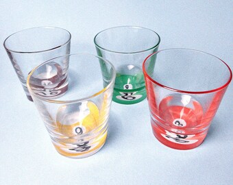 Vintage 90's Game Room, Billiard Glasses, Set of 4