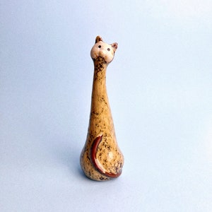 Vintage Glazed Long Neck Ceramic Cat