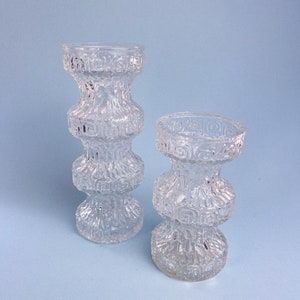 Vintage Oberglas of Austria &#39;Greek Key Pattern&#39; Vases, Set of 2