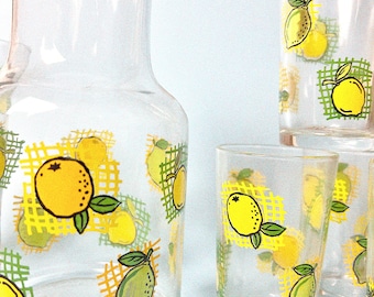 Vintage Lemonade Set, Carafe + 4 Glasses | KIG