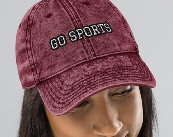 Funny Distressed Dad Hat – Go Sports Vintage Twill, Game Day Gift