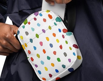 Utility Crossbody Bag, Paint Dab Festival Bag, Travel Sling Bag, Small Everyday Purse, Minimalist Bag, Outdoor Adventure Bag