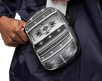 Utility Crossbody Bag, Southwestern Gray Festival Bag, Travel Sling Bag, Small Everyday Purse, Minimalist Bag, Outdoor Adventure Bag