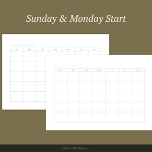 Printable Blank Monthly Calendar Letter, A4, A5, Half Letter Template ...
