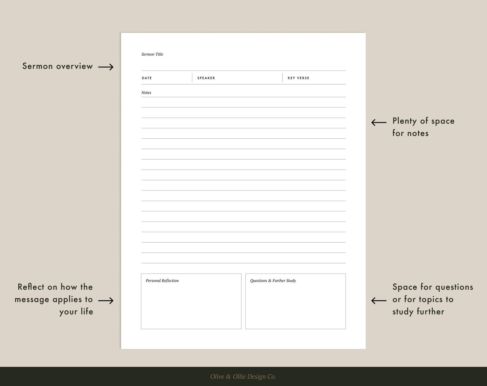 Printable Sermon Notes Template - A4, A5, US Letter, and Half Letter ...