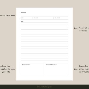 Printable Sermon Notes Template - A4, A5, US Letter, and Half Letter ...