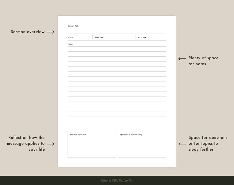 Printable Sermon Notes Template - A4, A5, US Letter, and Half Letter Sizes - Etsy
