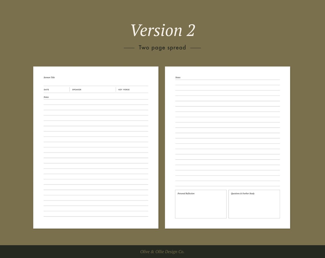 Printable Sermon Notes Template - A4, A5, US Letter, and Half Letter ...