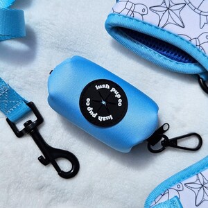 Blue Colour Stylish Dog Waste Bag Dispenser Pouch | Neoprene Poop Bag Holder | Matches Collar, Lead & Harness | Dog Lead Attachment