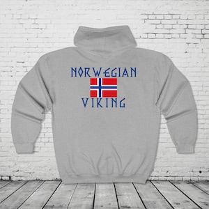 Imprimé drapeau viking norvégien - Héritage nordique, fierté scandinave, cadeau scandinave pour les fans de Vikings Sweat-shirt à capuche unisexe épais mélangé
