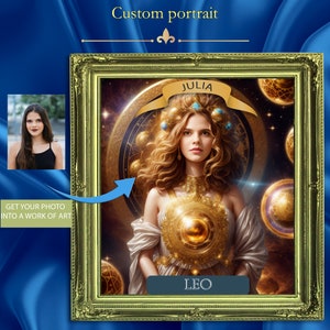 Personalized Zodiac Sign Portrait, Your Astrological Portrait, Original Valentine's Day Gift, Tailor-made from a photo