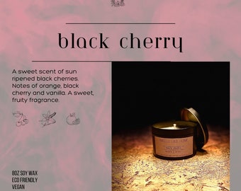 Black Cherry Soy Wax 8oz Candle