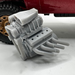 1/25 scale, dual supercharger, hemi engine 3d printed. This engine does not completely assemble. Only the five parts you see in the pictures