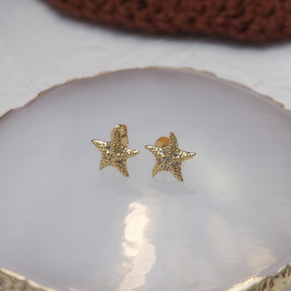 E.B.belle – Boucles D'oreilles En Forme De Crabe Pour Femmes, Série Summer Ocean, Résistantes à L'eau, En Acier Inoxydable 316L, Plaqué Or 18 Carats, Cadeau