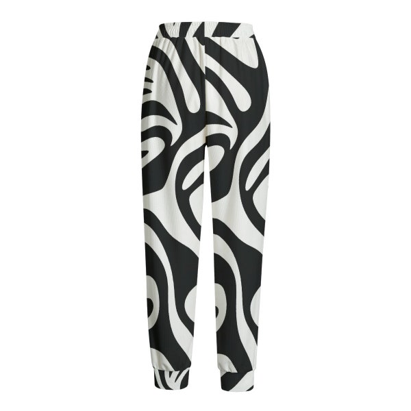 Stylish Women's Loose Casual Pants - Zebra Print Black and White Trend for Comfortable and Chic