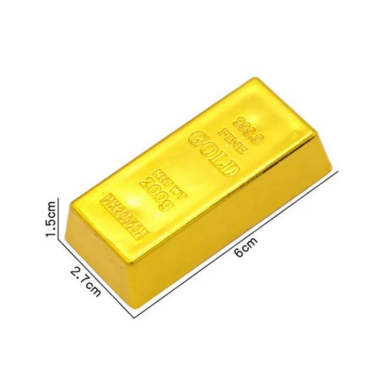 Fake Gold Bar Plastic Golden Paperweight Home Decor Bullion