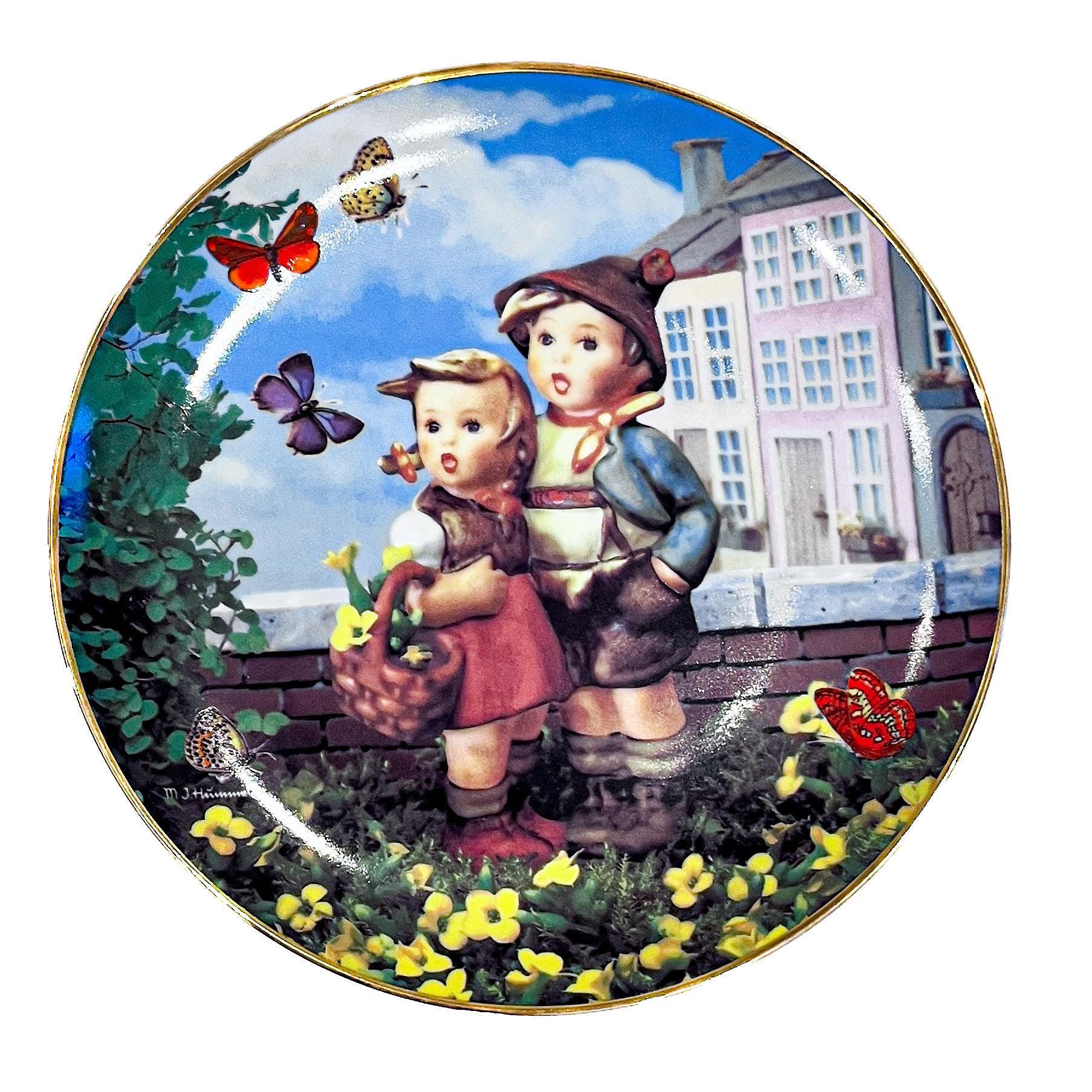 M.J. Hummel 子供のイラスト プレート Vintage MJ HUMMEL Boy On The Fence Wood Wall Art Plaque VTG