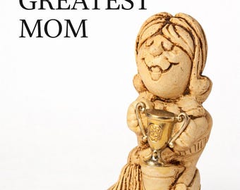 Figura vintage de Paula W-135, la mejor mamá del mundo, de 1978. Estatua trofeo, regalo para el Día de la Madre, decoración retro para el hogar, pequeña pieza de colección.