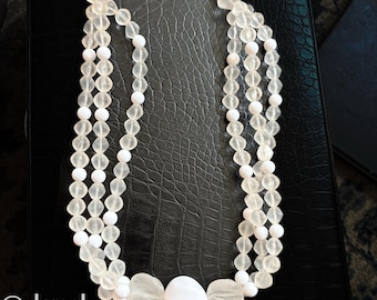 Collar vintage de cuentas esmeriladas – Joyería costera de Cape Cod de doble hebra