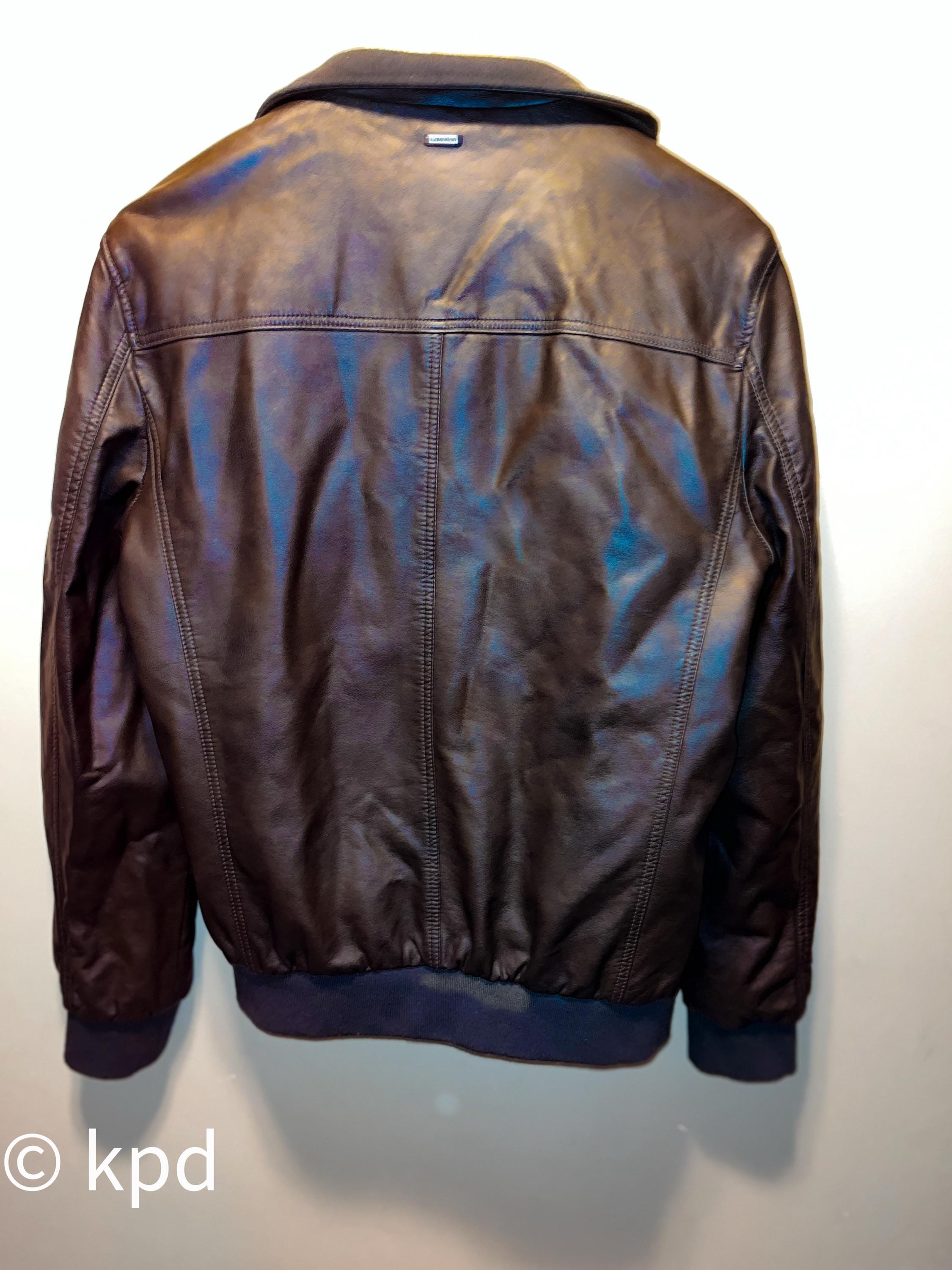 Vintage 1980s Calvin Klein Faux Chocolate Brown Leather Bomber 