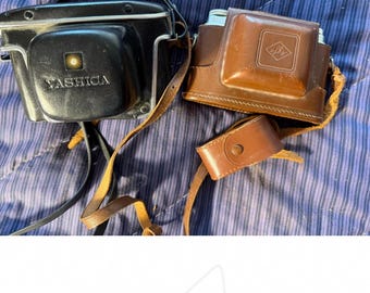 Cámaras de película Yashica Lynx-5000E y Agfa Silette Pronto de 35 mm con estuches: lote de objetos coleccionables sin probar