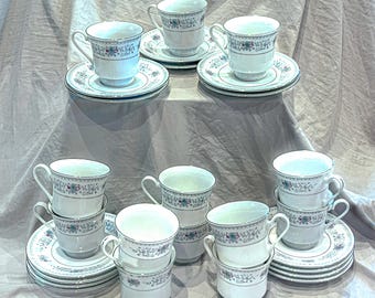 Vintage Crown Ming China Cup and Saucer Set: Jian Shiang Floral Design