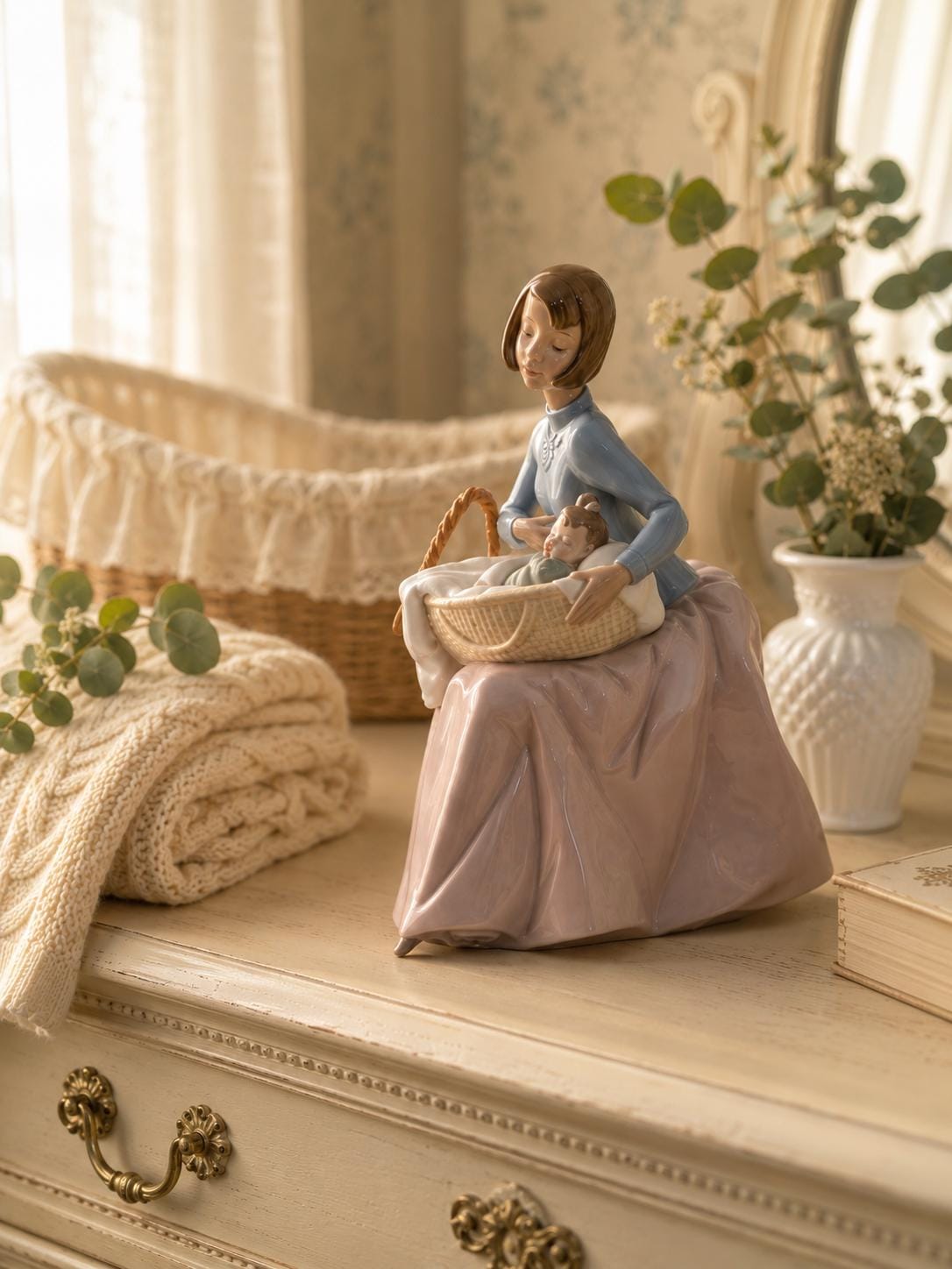 LLADRO　母親と子供の陶器の置物 Lladro Mother and Baby - Etsy
